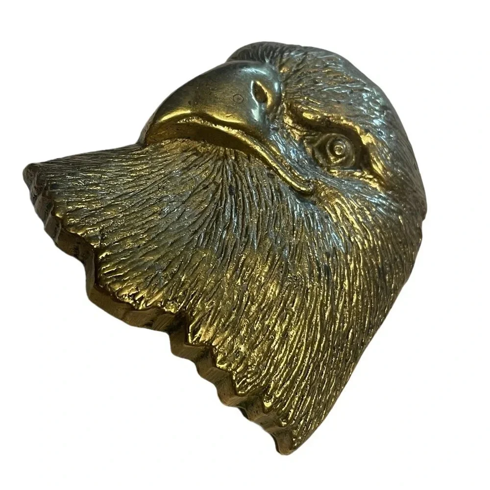 Vintage solid brass 1978 eagle head belt buckle
